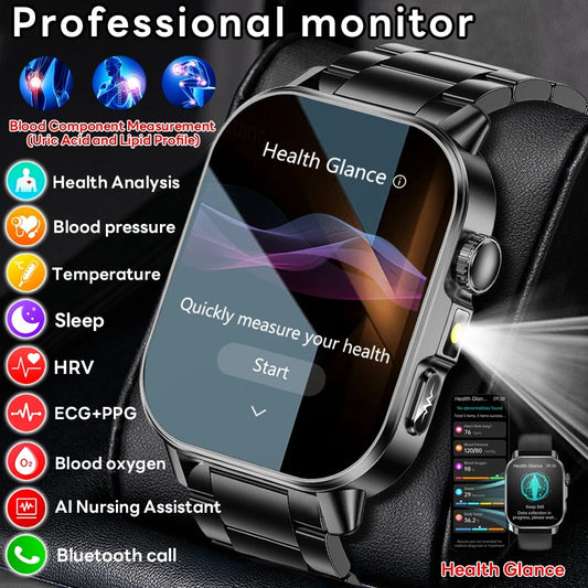 2026 New Model Uric Acid & Lipid Health Analysis Smart Watch